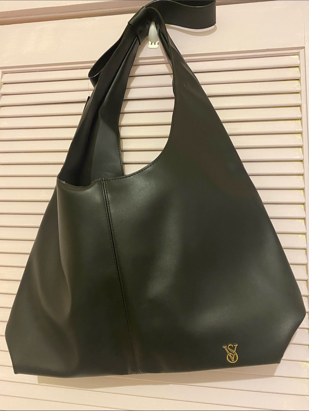 Victoria's Secret Black Hobo Tote with Gold Logo